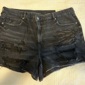 American Eagle Outfitters Women's Charcoal Distressed Jean Shorts